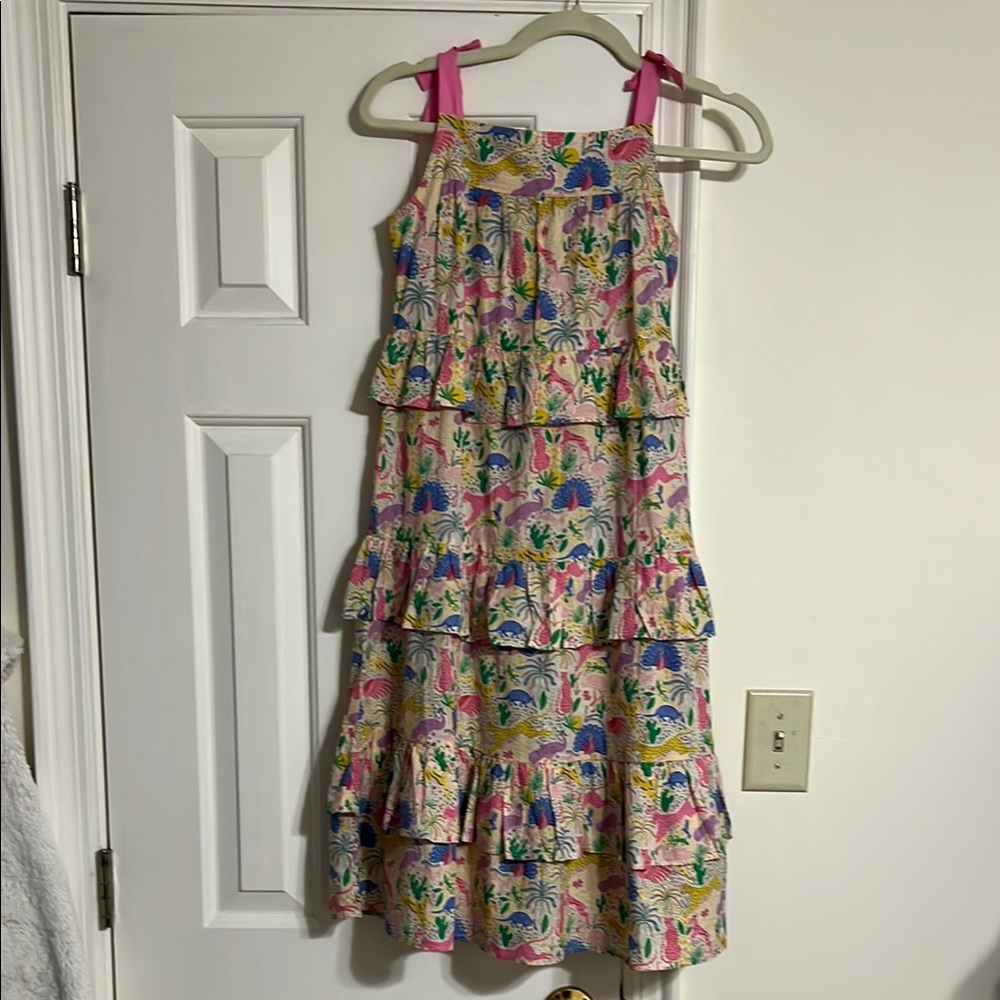 Boden Pink and Blue Tiered Sundress with Spaghetti Straps